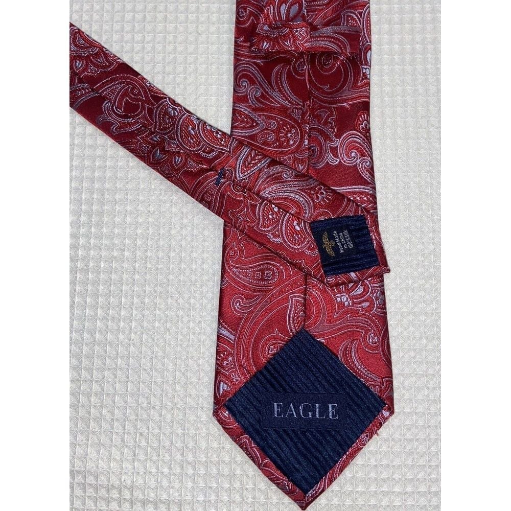Eagle Silk Tie Paisley Floral Red Blue 3.25 RARE Maximalist Election Political