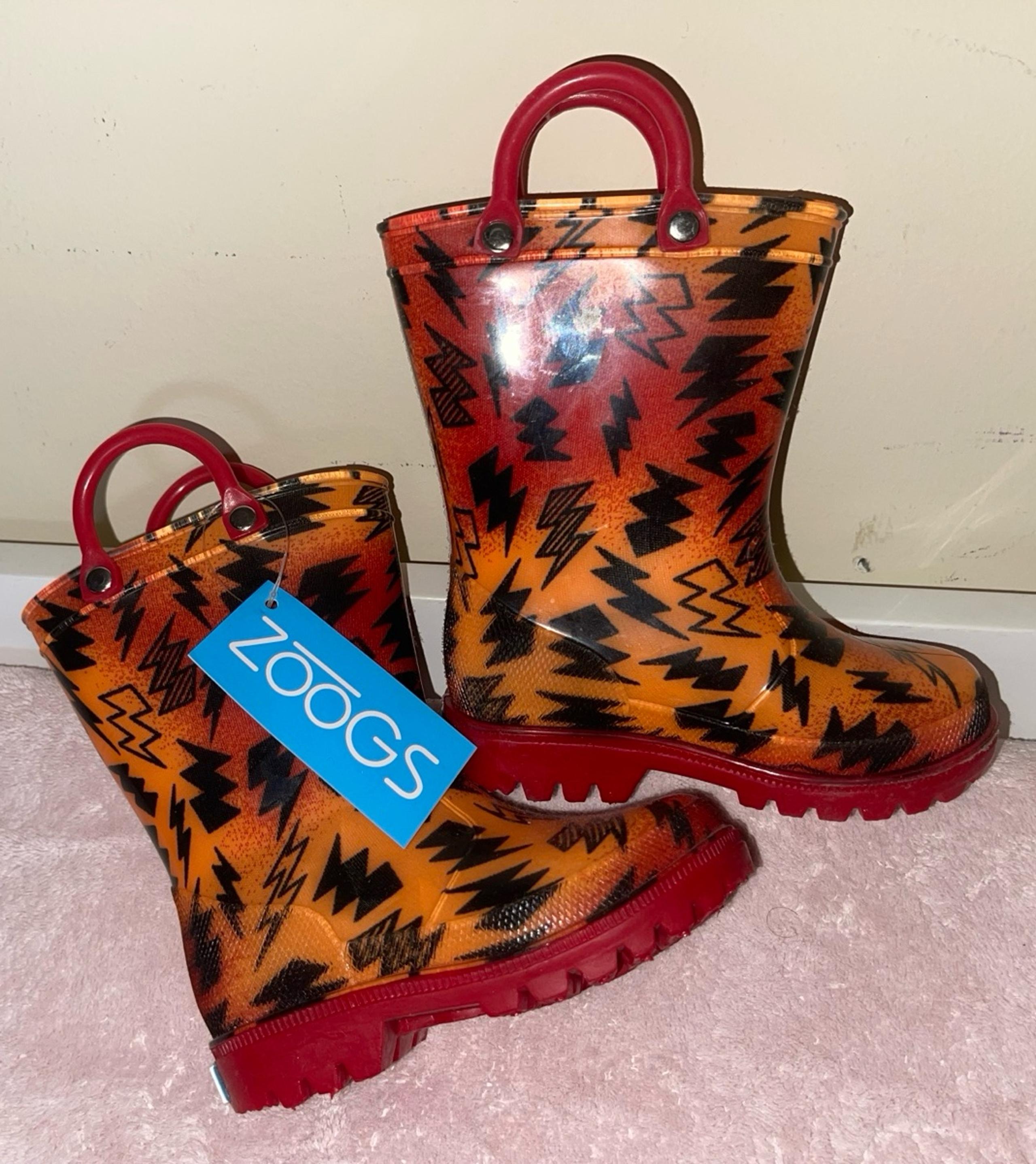ZOOGS Rain Boots Toddler Size 5 Red Orange Geometric Pattern