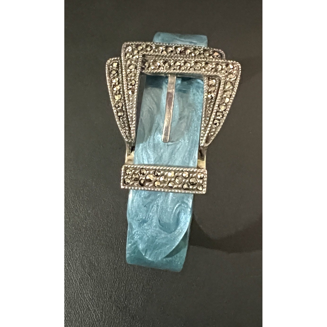 Judith Jack Belt Buckle Bracelet 6.75 Marcasite Sterling Silver blue