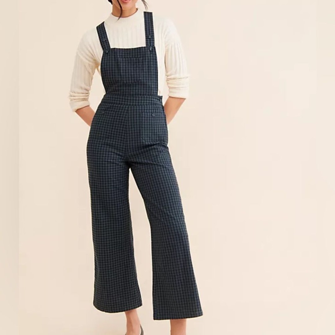 Rolla’s sz 12 Sailor Gingham Overalls Retro Nautical Bohemian Unique *Runs Small