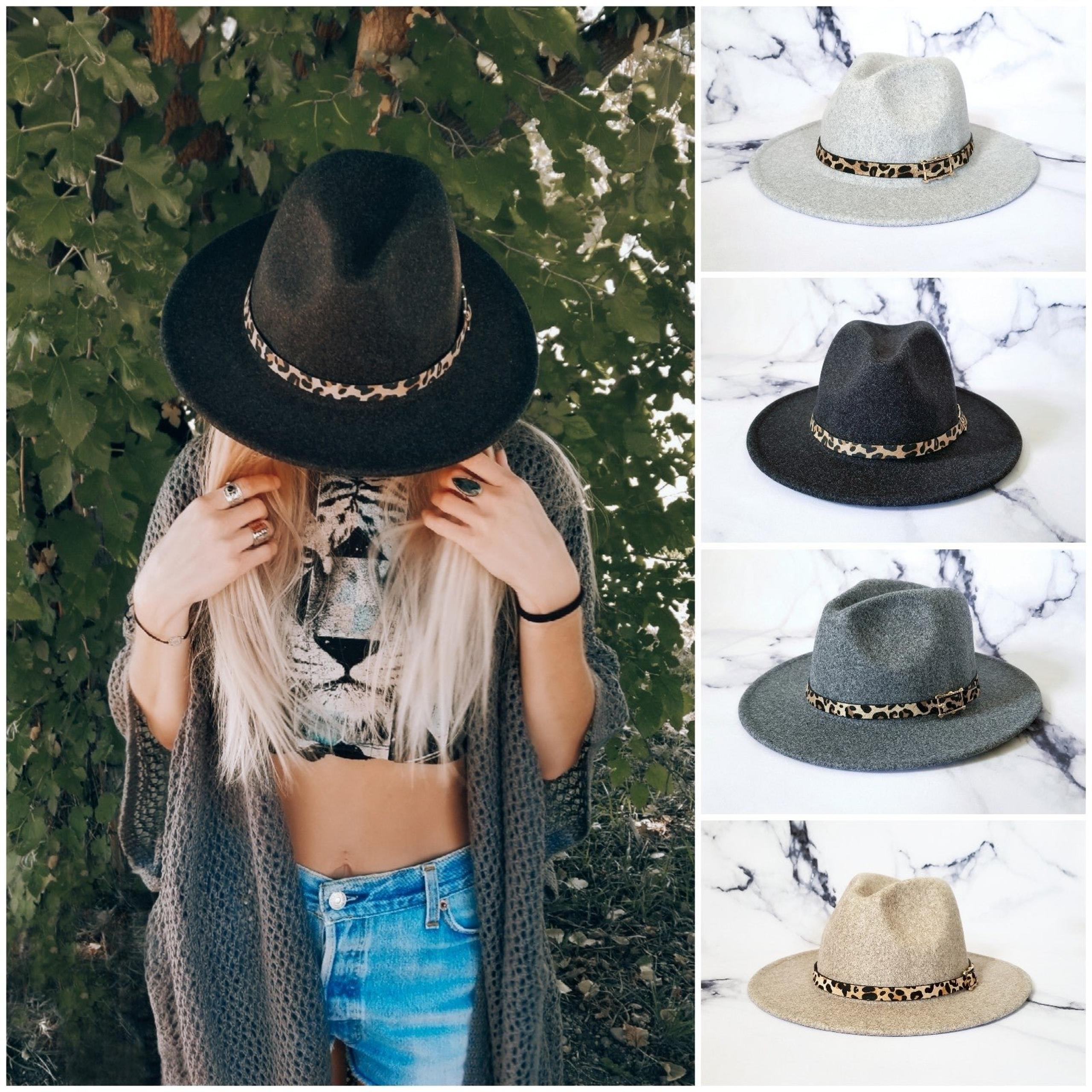 NEW Leather Trim Fedora Hat Panama Hat