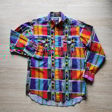 Vintage Wrangler USA Brushpopper Western Cowboy Shirt Button 16-35 X-Long Tail
