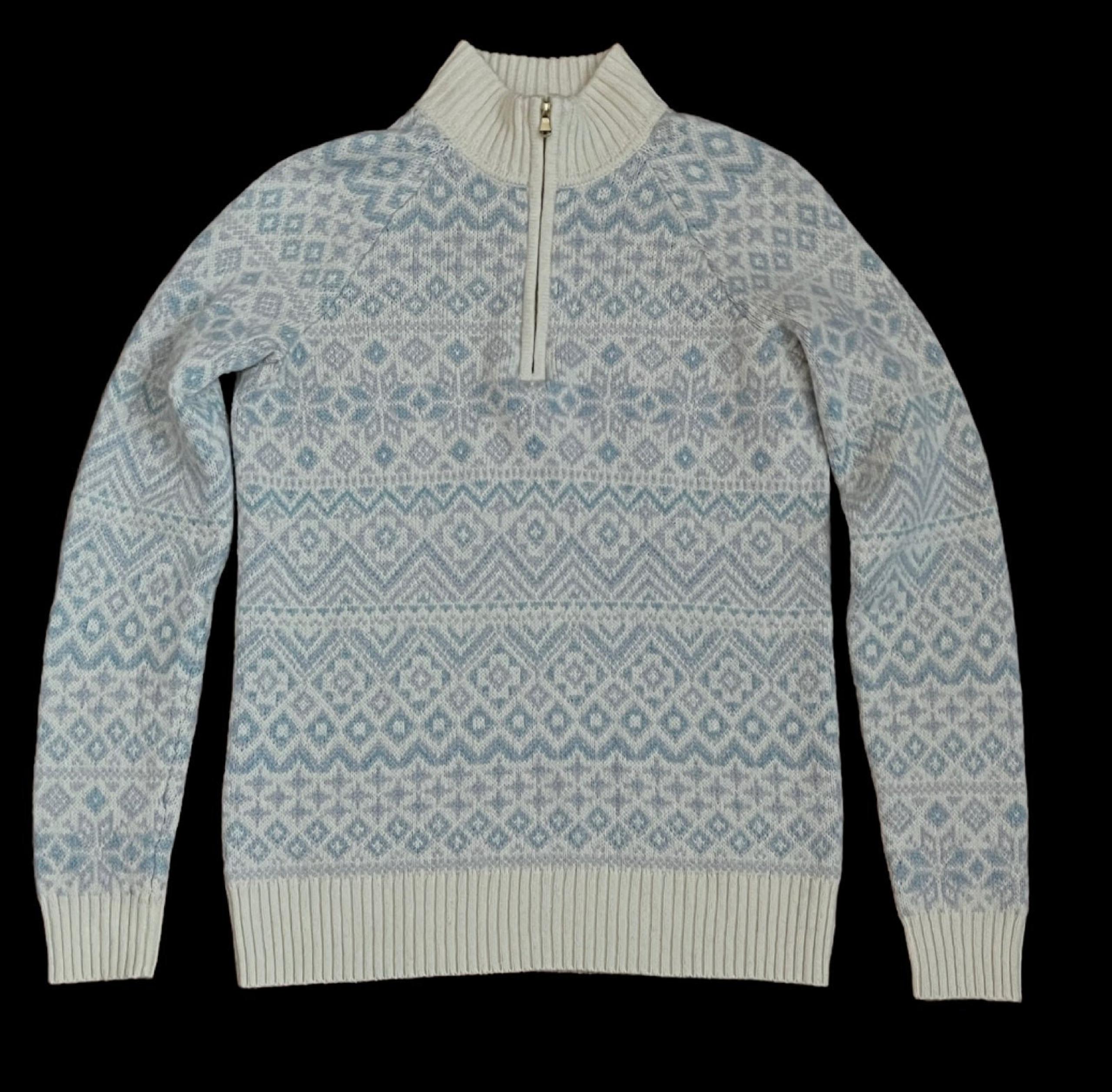 Vineyard Vines Sweater 1/4 Zip Pullover Womens XS Fair Isle Blue Purple Pastel S