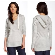 JAMES PERSE Hoodie Pullover Striped 100% Cotton Gray Sweatshirt size M Casual