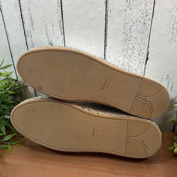 Prada Silver Cap Toe shops Flat Espadrilles Size 38.5