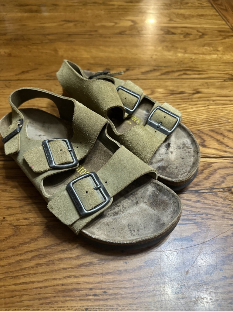 Birkenstock Milano Mens Sz 5/7 EU38 Comfort Slingback Sandals Khaki Brown Nice