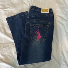 Y2K Vintage baby Phat low rise capris With Hot Pink Embroidery Cat size 14