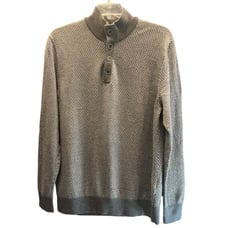 UNTUCKIT Merino Wool Sweater Grey Patterned Mens Size XL 1/4 Button Closure
