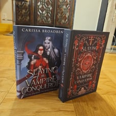 OOP Indie Slaying the Vampire Conqueror Hardcover by Carissa Broadbent