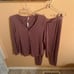 Athleta Nighttime Bliss 3 piece pajama set in Dark Sugarplum Mauve