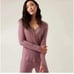 Athleta Nighttime Bliss 3 piece pajama set in Dark Sugarplum Mauve