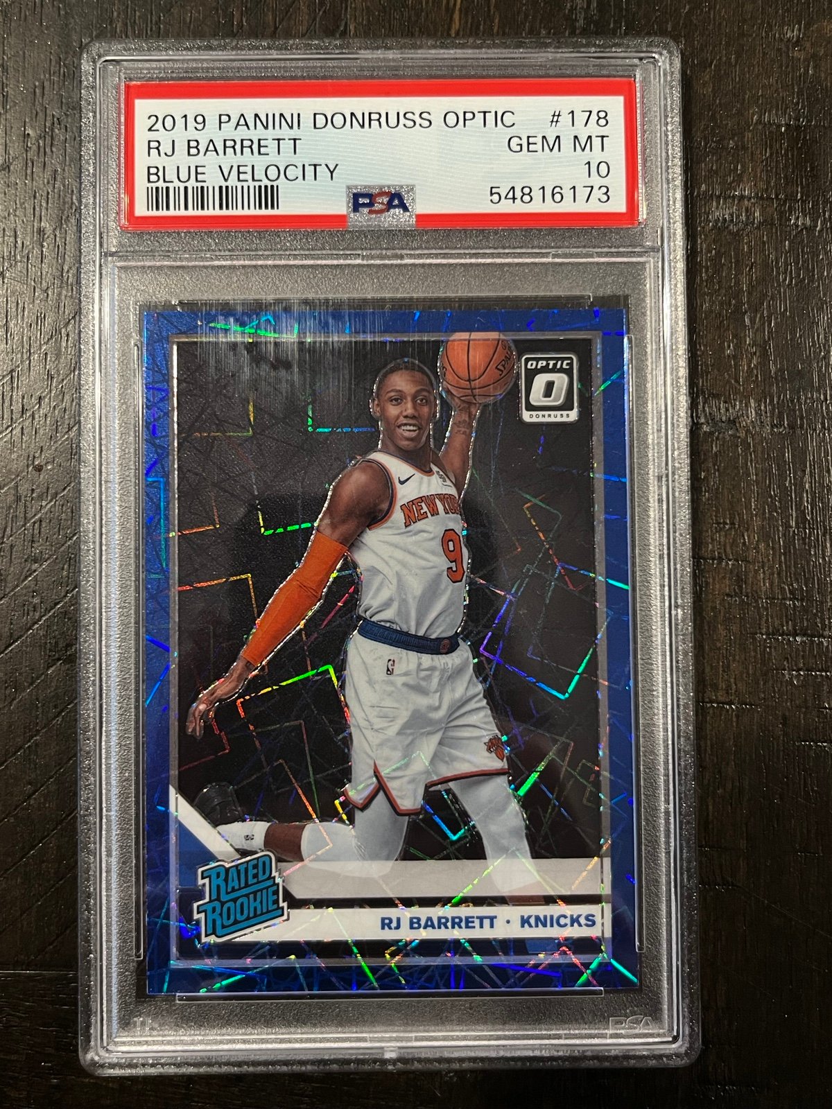 2019-20 Panini Donruss Optic Blue Velocity #178 RJ Barrett PSA 10 GEM MINT RC