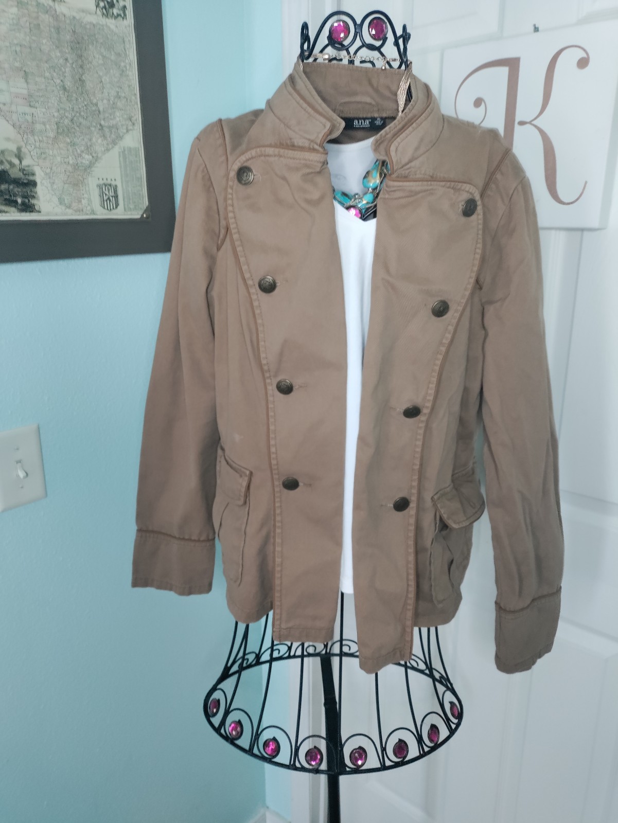 a.n.a. Dark Khaki Military Front Jacket Size XL
