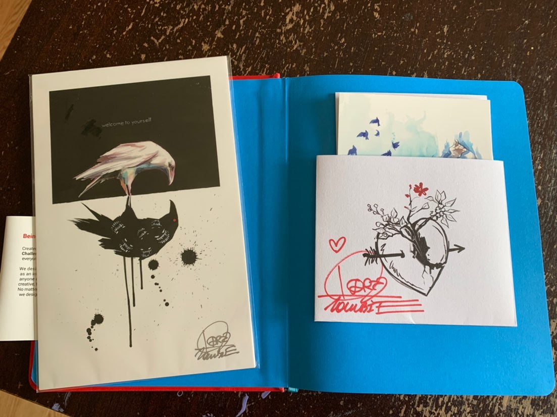 Signed Lora Zombie sketchbook and prints