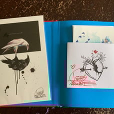 Signed Lora Zombie sketchbook and prints