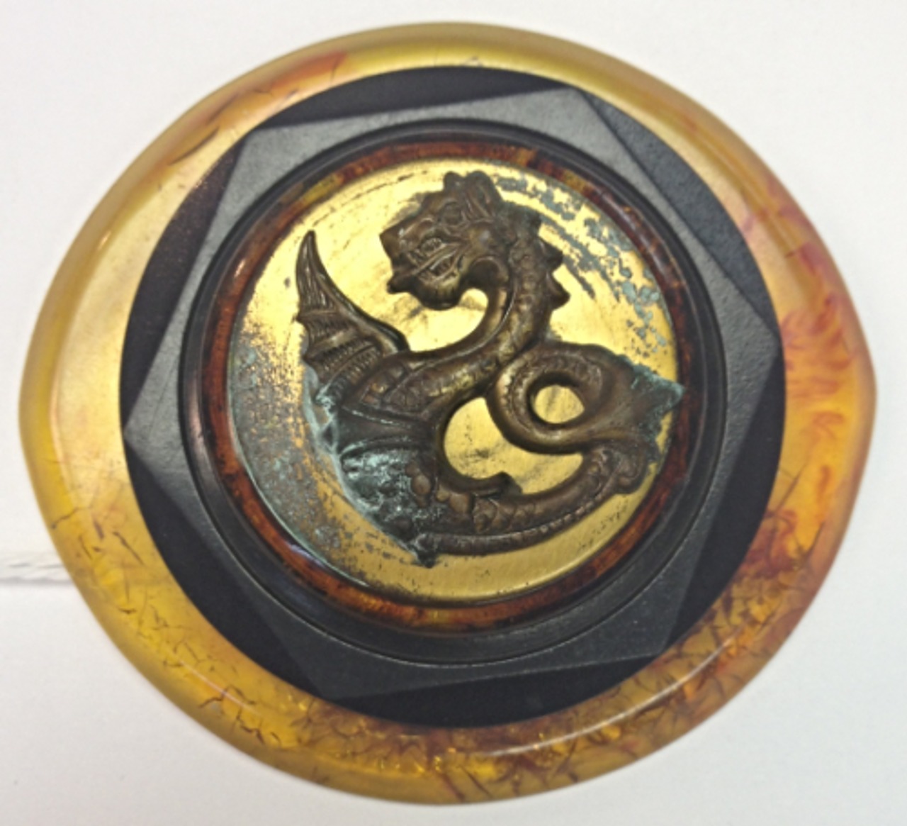 Dragon Pin Bakelite Button Brooch Steampunk Serpent Antique Buckle BeadRage