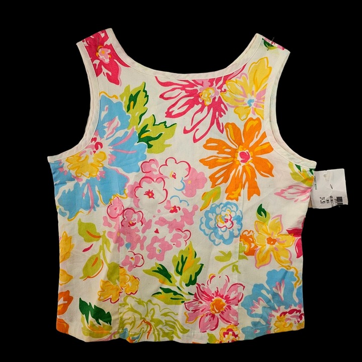 Ralph Lauren Little Girl Floral Slveless Cotton Top Sz 4 Parlize Btns Multi NWT