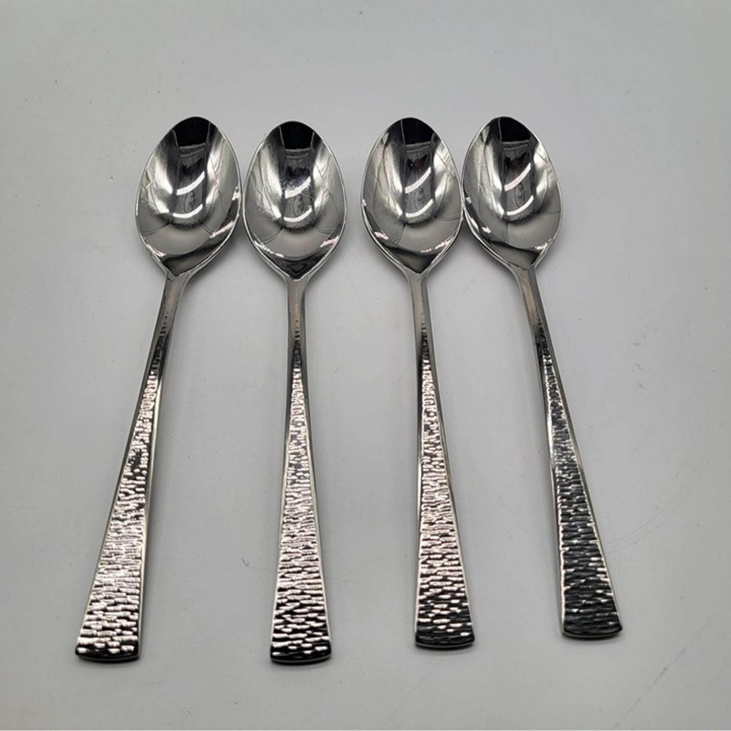 GORHAM BISCAYNE Stainless Steel 18/10 Vietnam Teaspoons Set of 4 Hammered