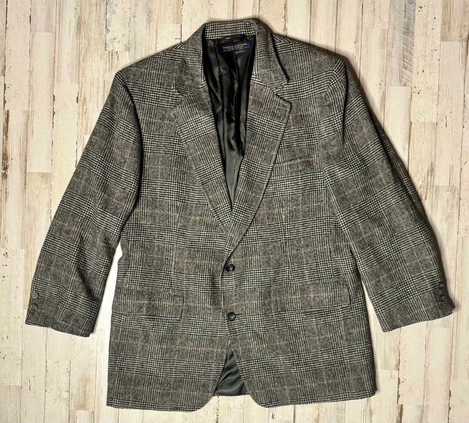 Brooks Brothers Blazer Men's 100% Camel Hair Sport Coat Houndstooth 41R