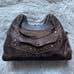 Patricia Nash Brown Distressed Leather Ergo Studded Satchel Shoulder Bag