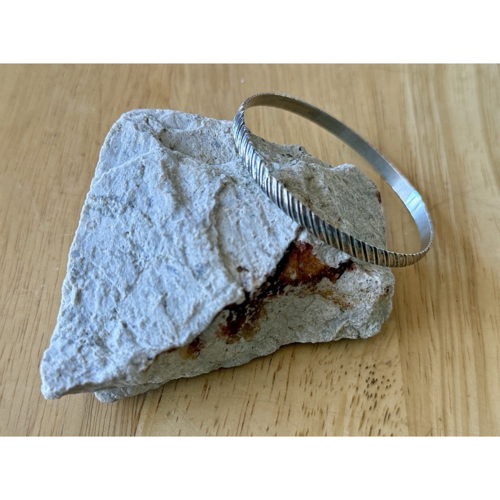 Vintage 925 Sterling Silver Flat Twist Rope Bangle Bracelet EUC