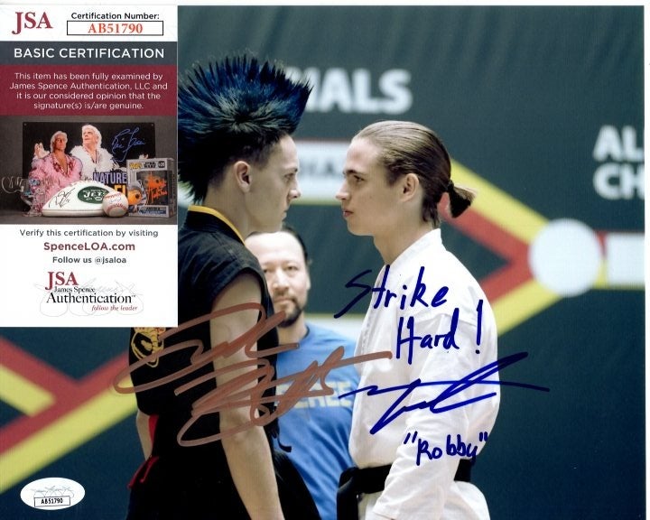 TANNER BUCHANAN and JACOB BERTRAND signed autographed 8x10 COBRA KAI photo JSA
