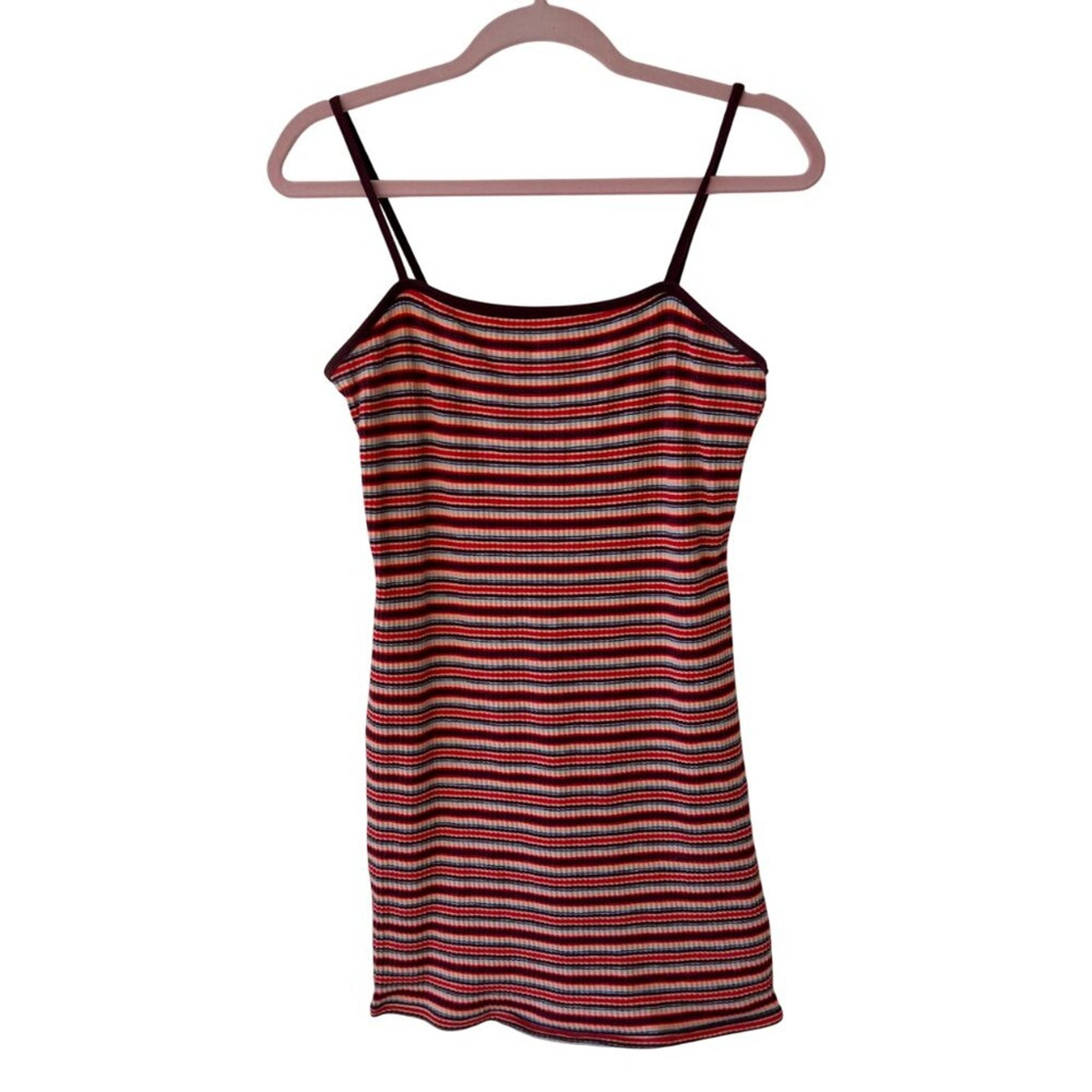 TOPSHOP Colorful Striped Knit Mini Dress Womens 8 Y2K Summer Beachy