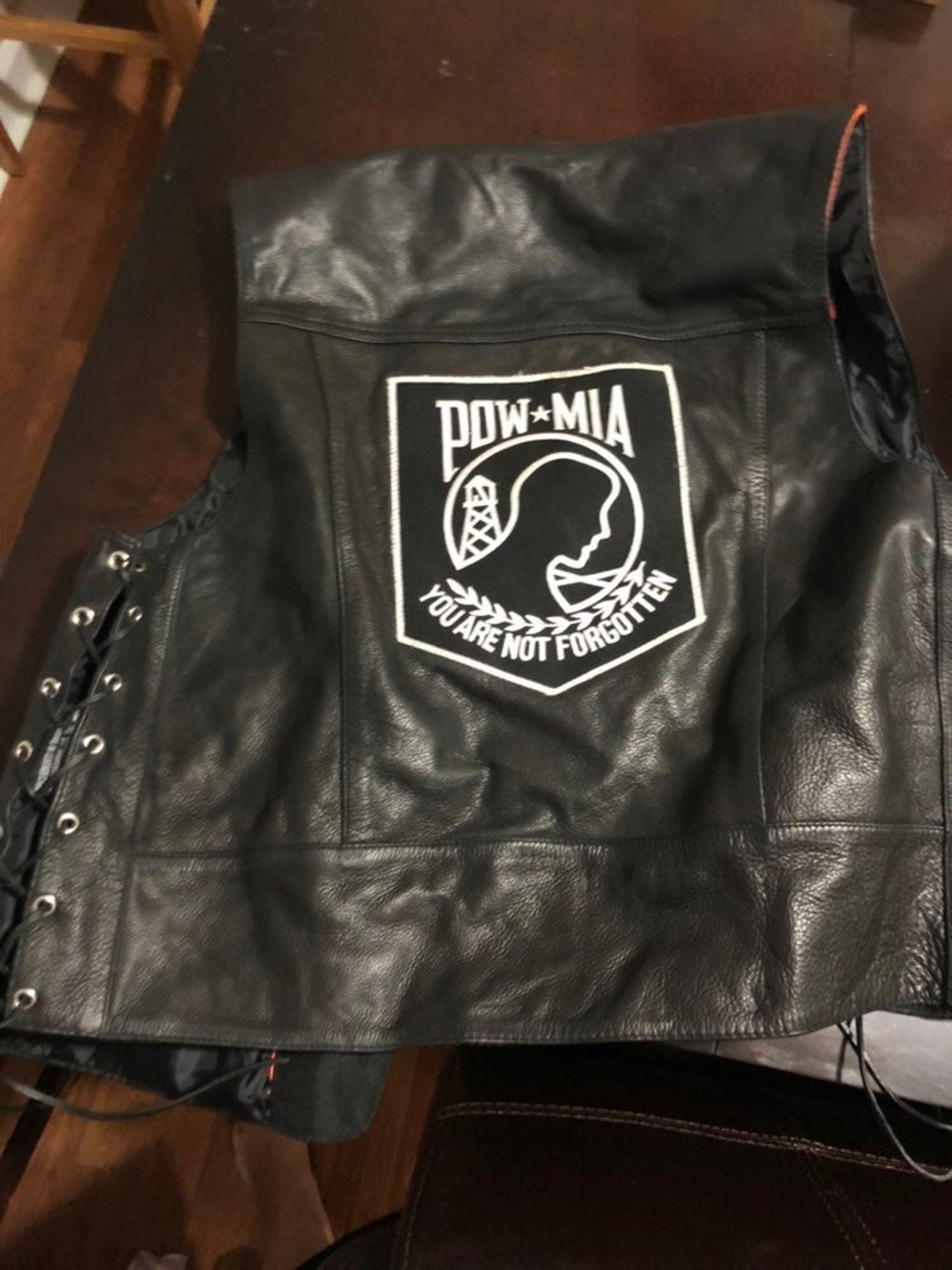 Leather Vest With POW Patch