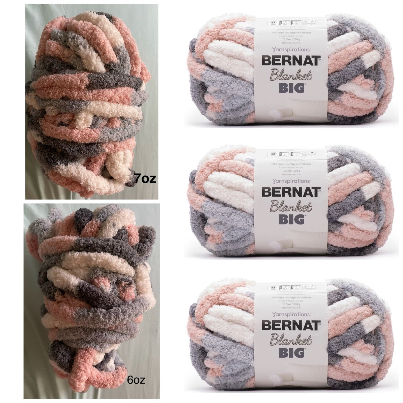 Bernat Blanket Big yarn. 3 full skeins 2 partial skeins 13oz total.