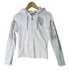 HARLEY DAVIDSON GENUINE MOTOR CLOTHES WOMENS SM WHITE FULL-ZIP HOODED SWEATSHIRT