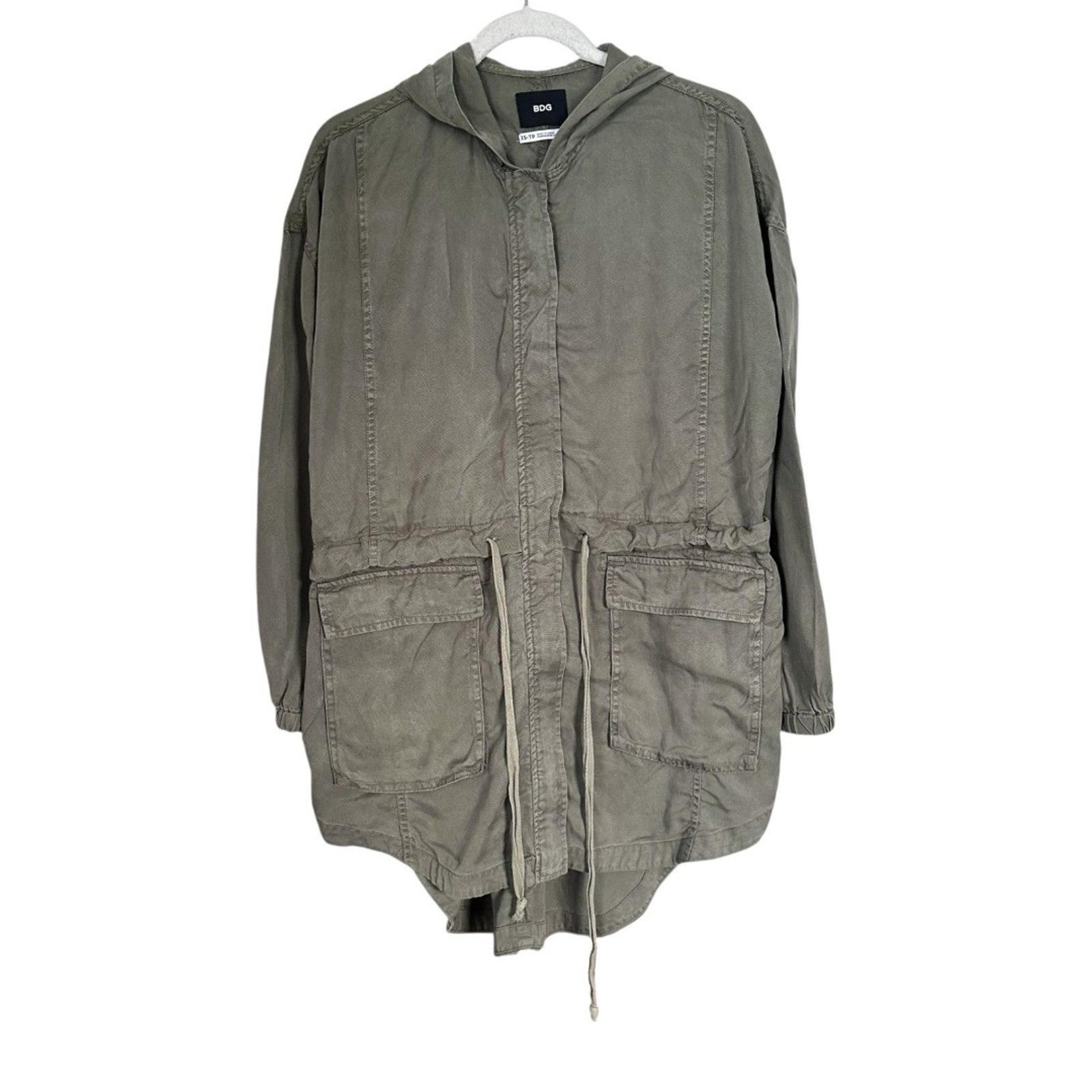BDG Women’s Sz XS Olive Green Military Utility Jacket Hooded Full Zip Pockets
