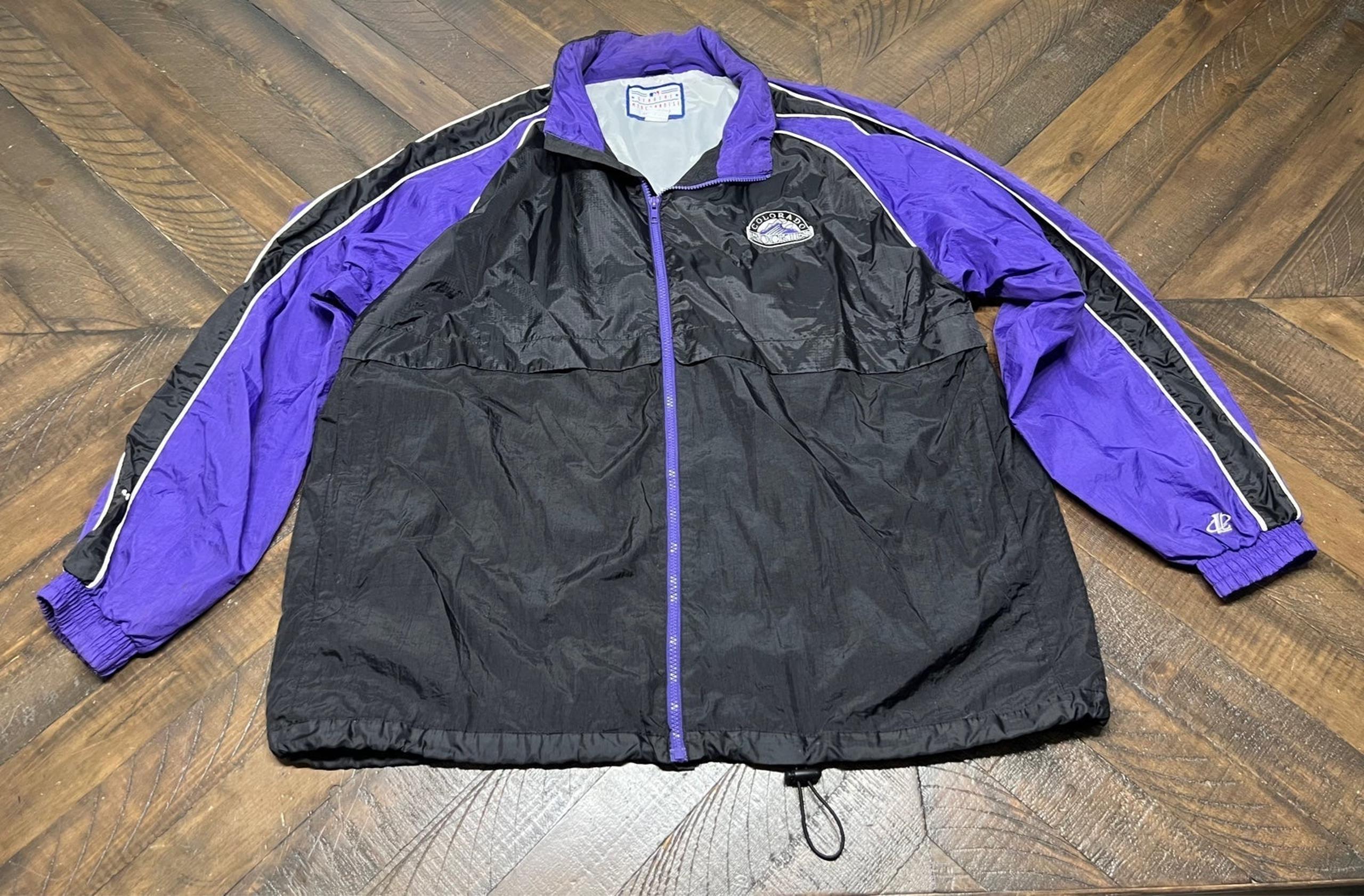 Vintage Colorado Rockies 2001 Logo Athletic Nylon Windbreaker Jacket! Men’s  XL.