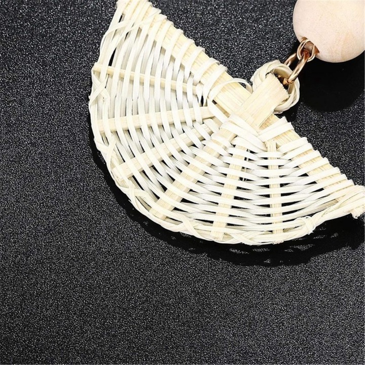 Natural Rattan Earrings For Women Wicker