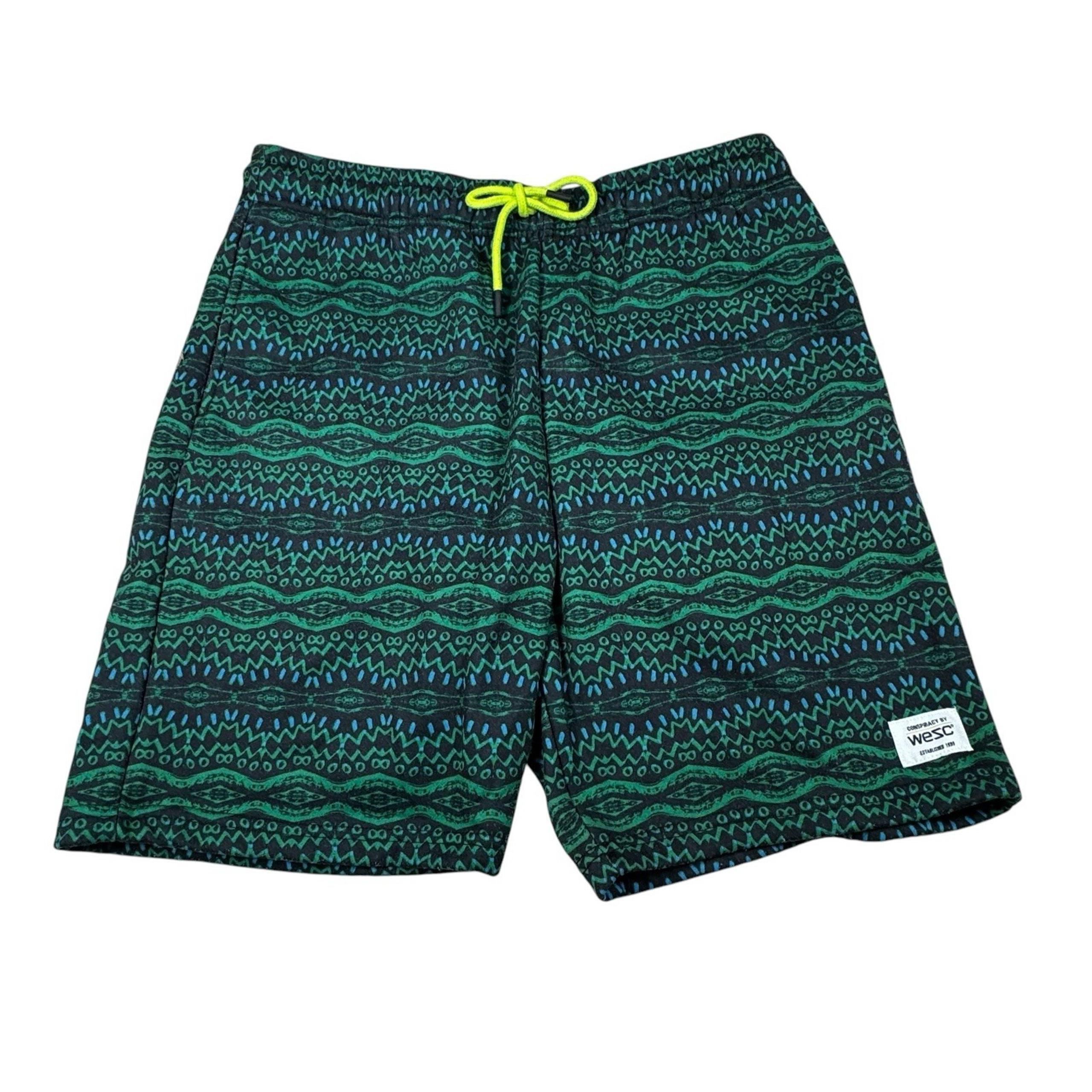 WEZC Sweatshorts Mens Large Women's XL Green Multicolor Drawstring Elastic