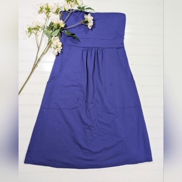 Susana Monaco Purple Thick Knot Strapless Dress Front Pockets