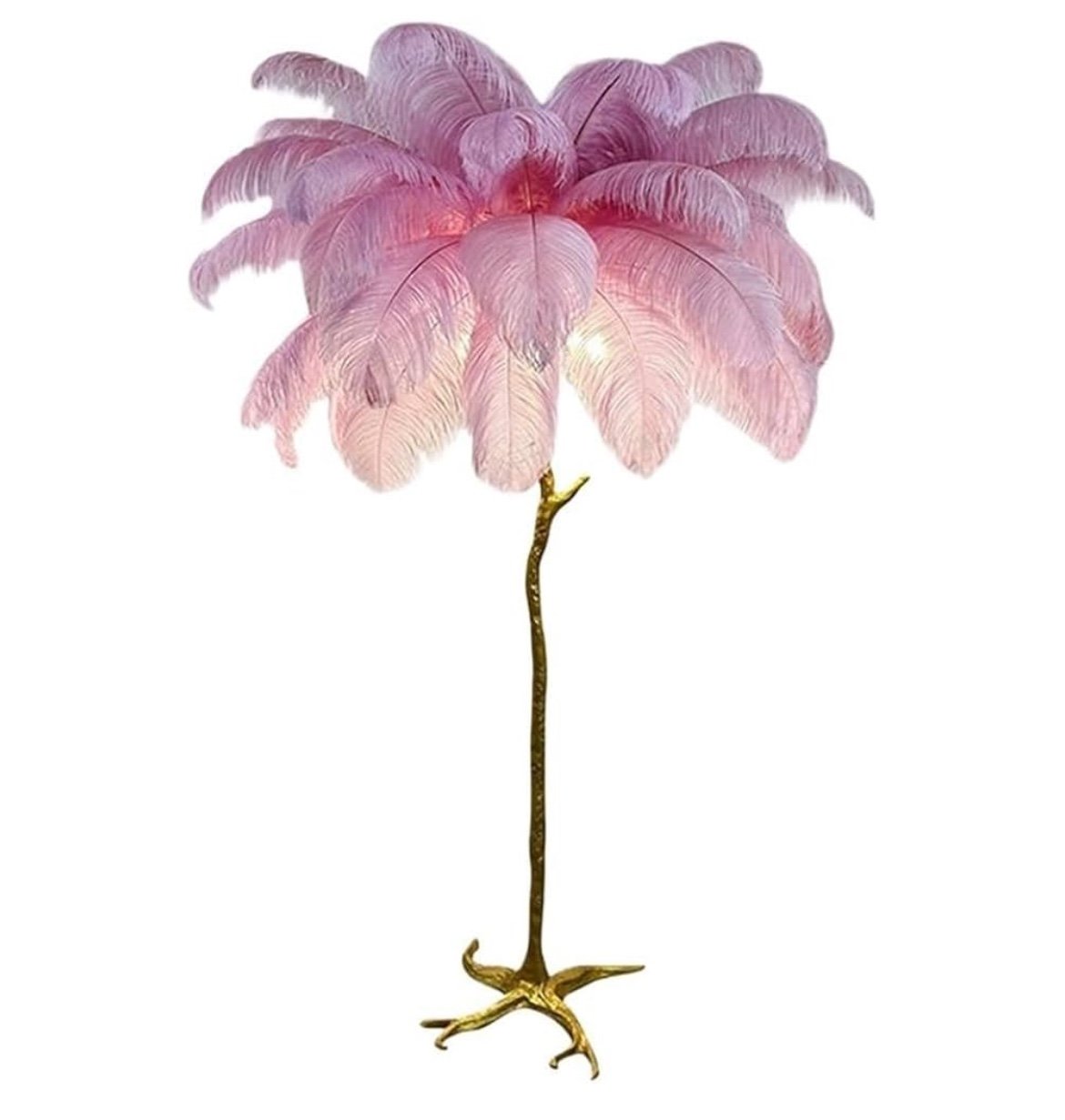 Standing Lamp with 35 PCS Natural Ostrich Feathers, Floor Lamp with 3 Color Adju