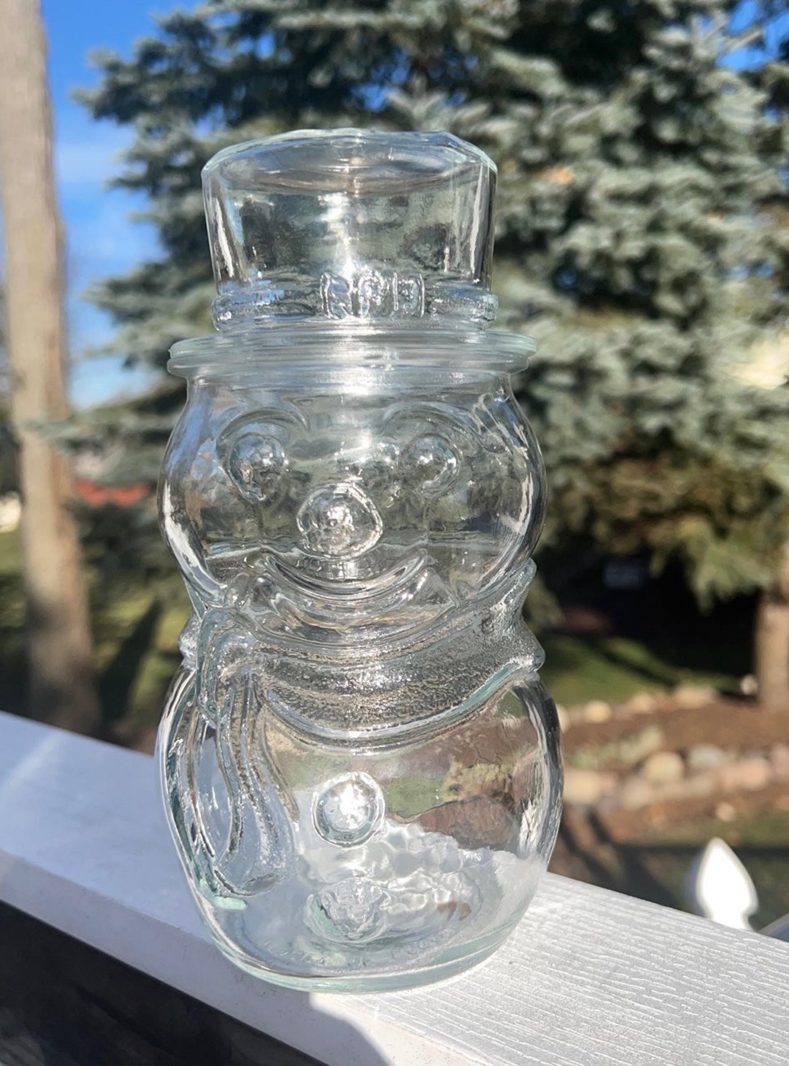 Libbey Glass Clear Glass Snowman Jar