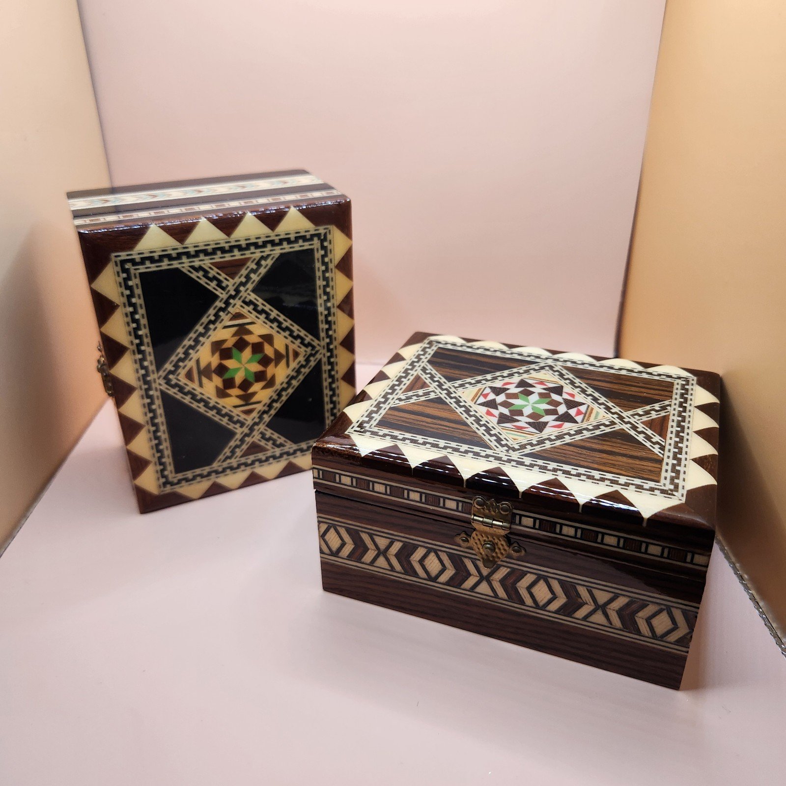 antique box ୨୧ * ブルーの小花柄 19世紀の古い 紙箱