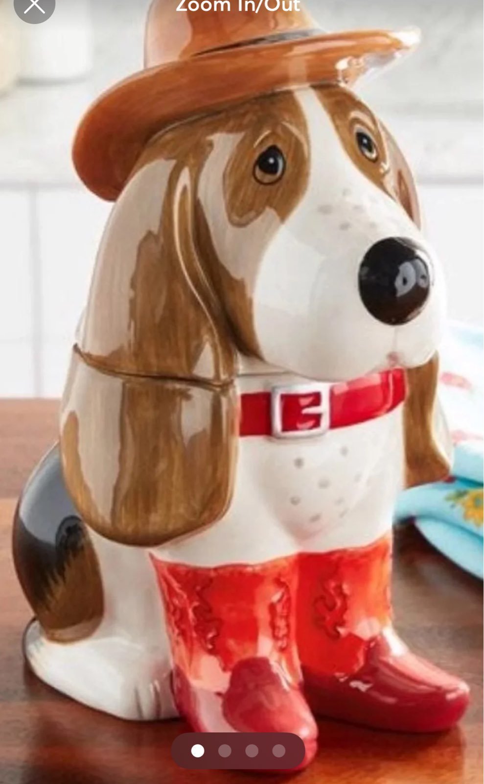 Pioneer Woman Charlie Cowboy Cookie Jar Red Boots