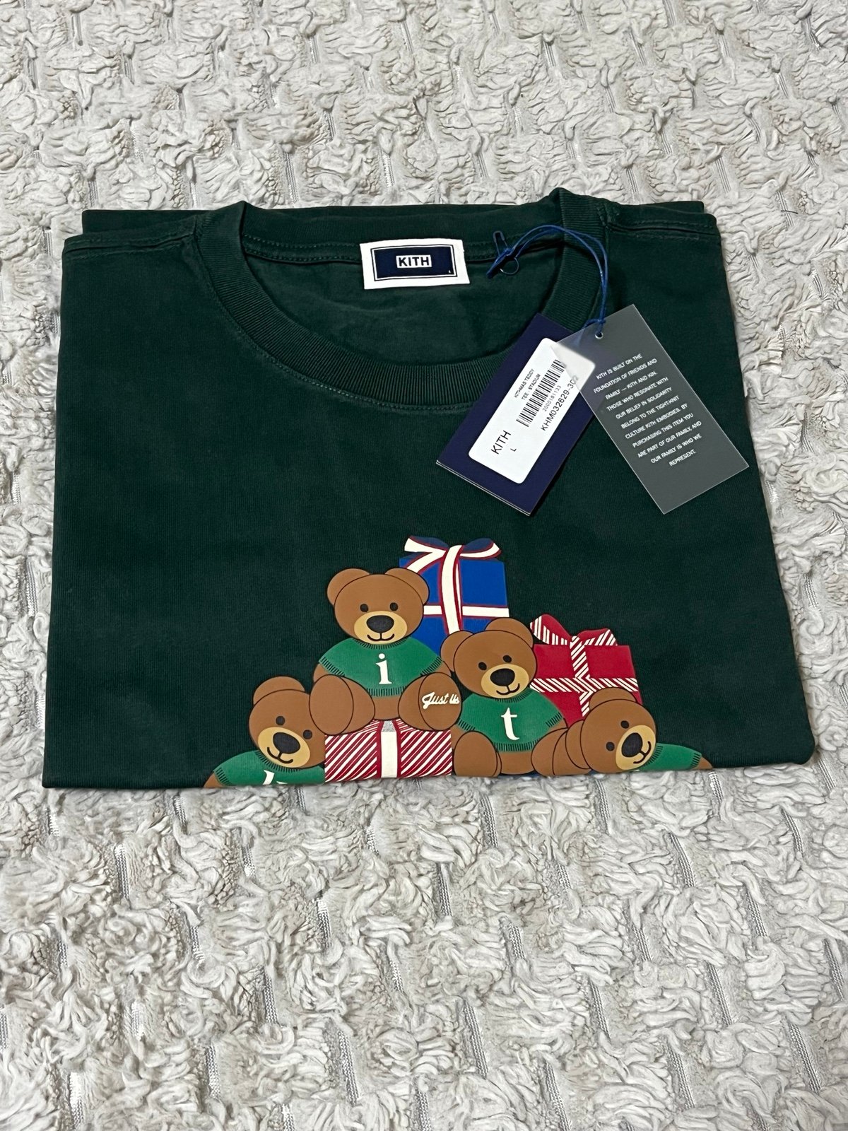 Large Kith Kithmas Teddy Bear Tee Shirt - Stadium Green IN HAND Ships Today