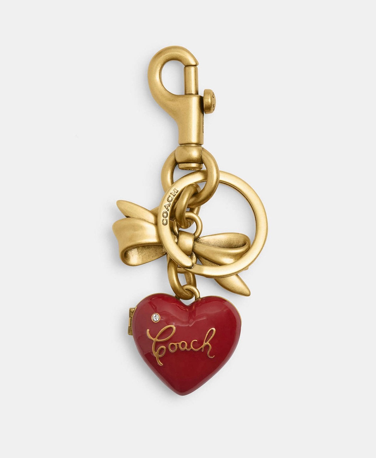 Coach Bow Heart Locket Bag Charm CZ276