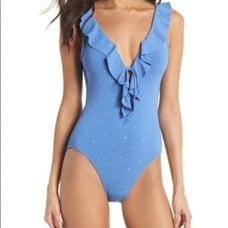 ROBIN PICCONE | Jennie Plunge One-Piece Swimsuit - [size 4, Sky Blue]