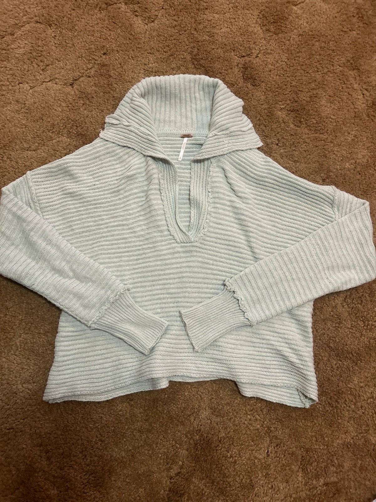 Free People green v neck sweater