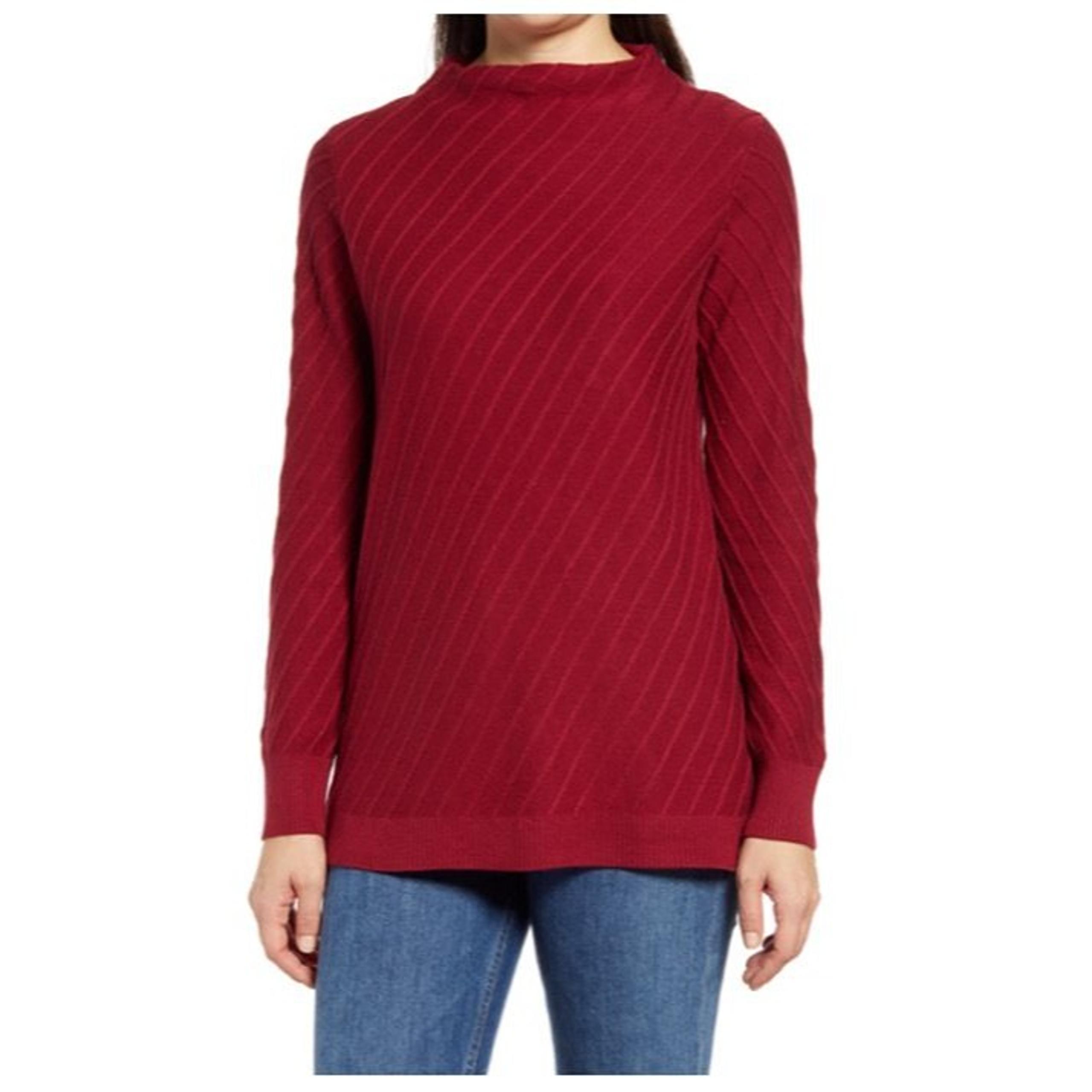Vince Camuto NWOT $79 Diagonal Stripe Sweater in Deep Red Women's Size SM