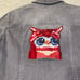 Eddie Bauer Grey Denim Button Up Jacket Red Owl Embroidered Women Size Large