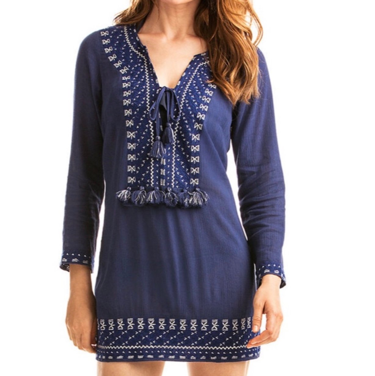 vineyard vines women embroidered tassel, cover-up