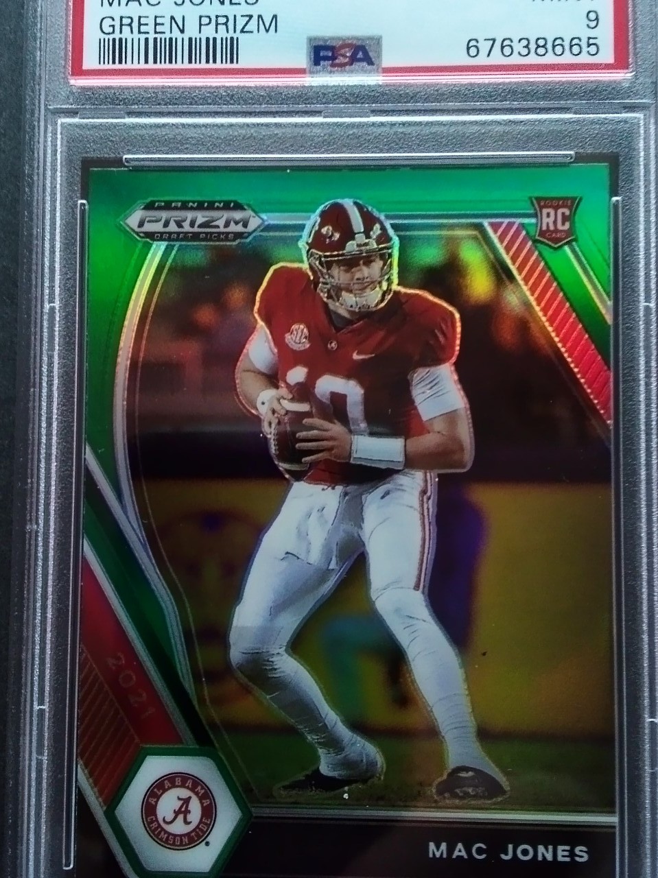 Rookie Mac Jones 2021 prizm draft picks green prizm rookie card PSA 10