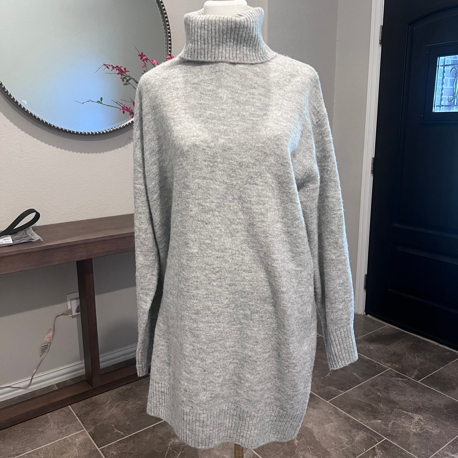 MNG Mango turtleneck long sleeve grey sweater in Large