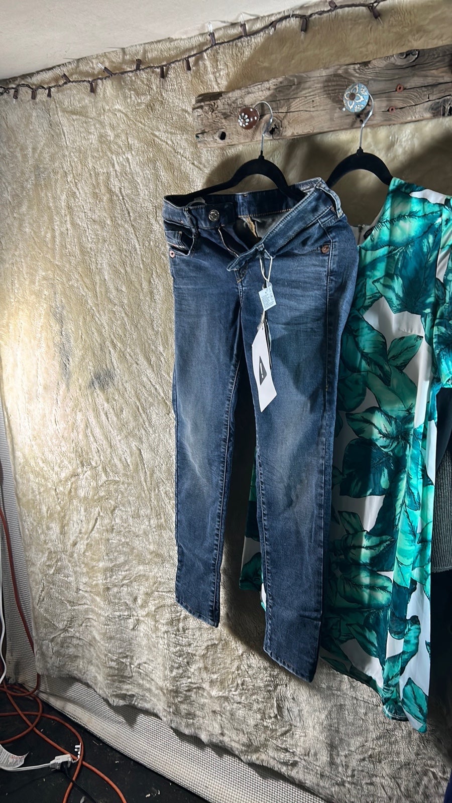 diesel zippers straight leg jeans