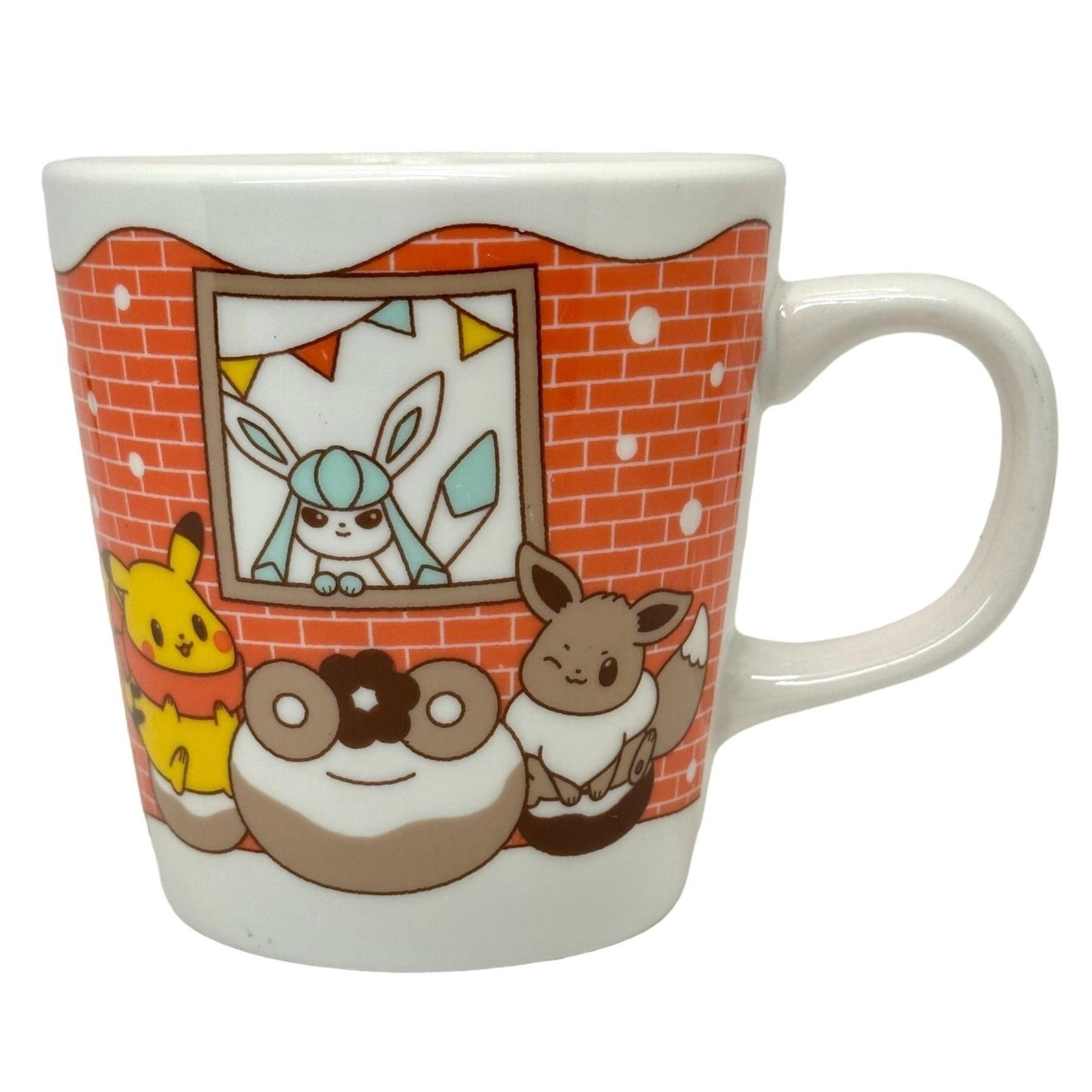 Pokemon x Misdo Mister Donut Game Freak Pikachu Eevee Ceramic Coffee Tea Mug Cup